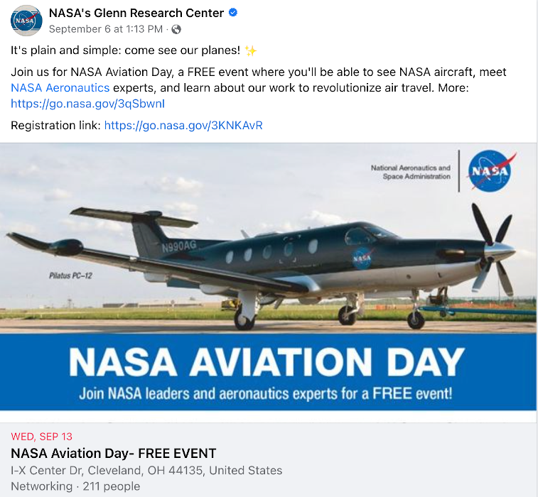 NASA Aviation Day - Wednesday, September 13, 2023, at the Cleveland IX Center