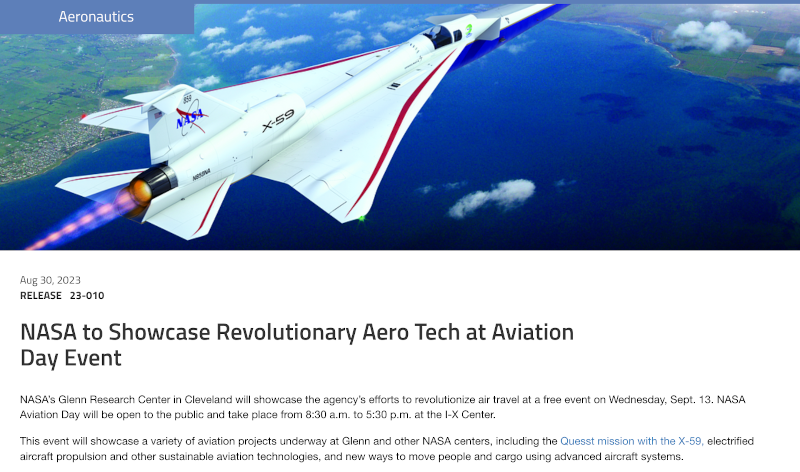 NASA to Showcase Revolutionary Aero Tech at Aviation Day Event