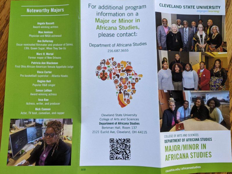 Cleveland State University Africana Studies brochure