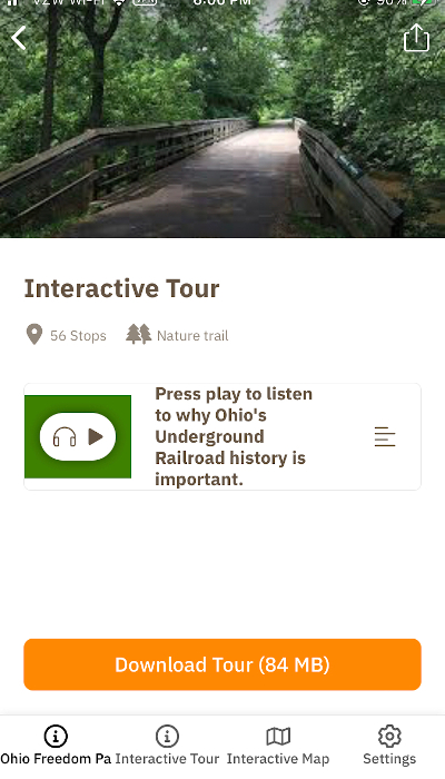 Interactive Tour on the Ohio Freedom Path App
