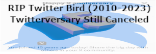 Redirect to blog post comment about my Twitterversary still being canceled on October 1, 2024!