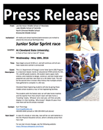 Junior Solar Sprint Race Press Release