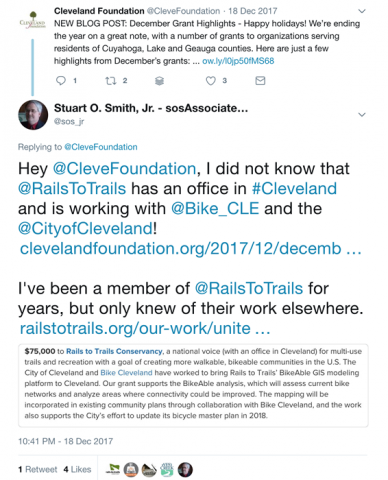 Cleveland Foundation supports Rails-to-Trails Conservancy