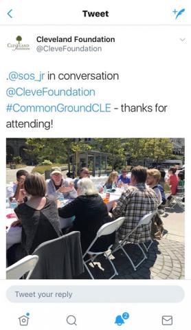Cleveland Foundation tweet about my attending Common Ground.