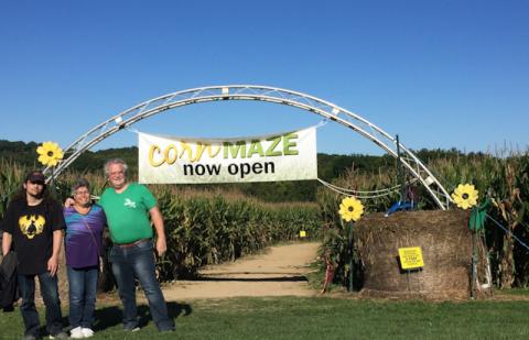 Mike, Julie, and Stuart at the 2020 Lake Metroparks Farmpark Corn Maze