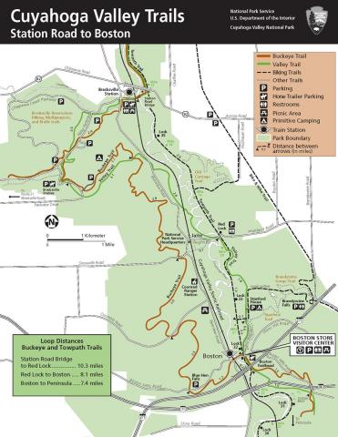 Cuyahoga Valley National Park Trails - Station Road to Boston. Note Buckeye Trail &amp; Valley Trail.