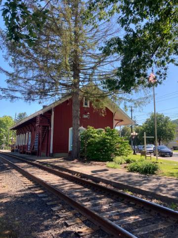June 17, 2021 - The old train station in Kent, Connecticut, is now a pharmacy