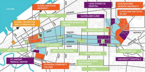 Map of Cleveland's 100 Gigabit Fiber Network