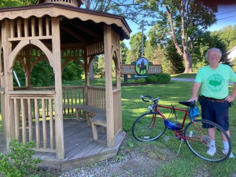Stuart began his day by bike riding north from the Cleveland Metroparks Polo Field in the South Chagrin Reservation.