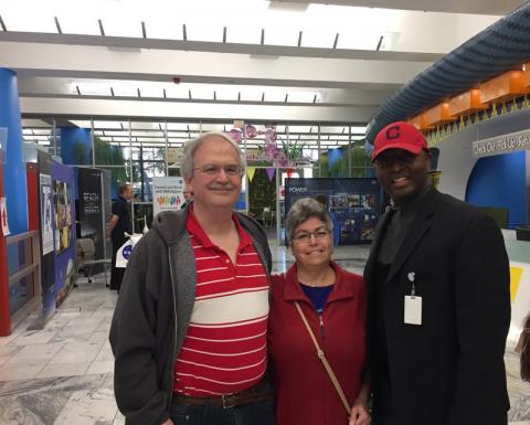 Stuart & Julie greeted by Cleveland Public Library CEO Felton Thomas, Jr.