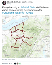 May 22, 2014 - Rails-to-Trails Conservancy map of a proposed multi-state trail system