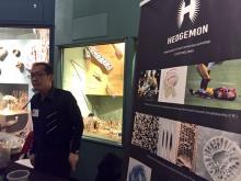 Bill Hsiung at Hedgemon booth at Cleveland Museum of Natural History's Think & Drink with the Extinct: Biomimicry! 