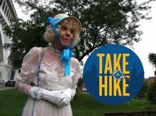 Historic "visit" from Mary Kelley on Canal Basin Park in the Flats "Take A Hike" Tour