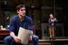 Suspense builds when actors Nick Steen (front, as the young writer Clifford Anderson) and Tom Ford (behind, as the seasoned playwright Sidney Bruhl) share a surprising moment in the Great Lakes Theater production of Broadway's longest running comic thriller "Deathtrap" at the Hanna Theatre, PlayhouseSquare. (Photo by Roger Mastroianni)