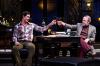 Actors Nick Steen (left, as the young writer Clifford Anderson) and Tom Ford (right, as the seasoned playwright Sidney Bruhl) share a seemingly innocuous toast in the Great Lakes Theater production of Broadway's longest running comic thriller "Deathtrap" at the Hanna Theatre, PlayhouseSquare. (Photo by Roger Mastroianni)