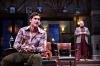 Actors Nick Steen (front, as the young writer Clifford Anderson) and Tom Ford (behind, as the seasoned playwright Sidney Bruhl) dissect some devilish details in the Great Lakes Theater production of Broadway's longest running comic thriller "Deathtrap" at the Hanna Theatre, PlayhouseSquare. (Photo by Roger Mastroianni)